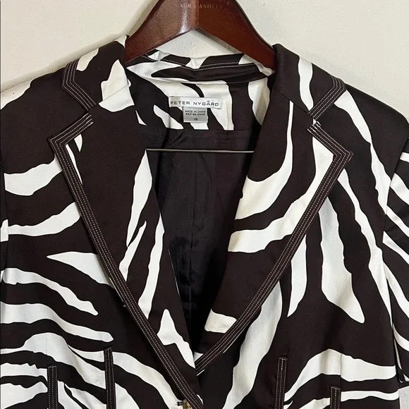 Peter Nygard Zebra Print Jacket Size 16 Short Sleeve Designer - Picture 3 of 12